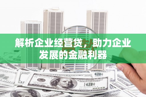 杭锦后旗解析企业经营贷，助力企业发展的金融利器