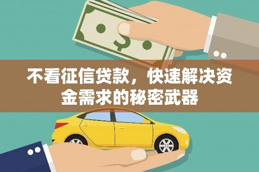 杭锦后旗不看征信贷款，快速解决资金需求的秘密武器