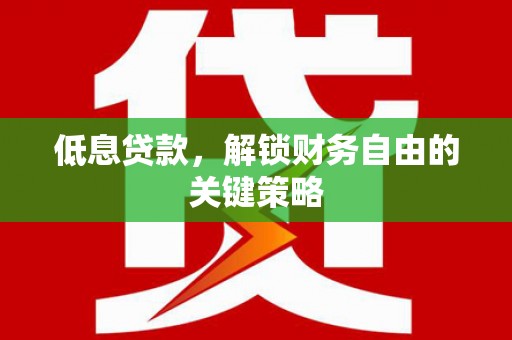 杭锦后旗低息贷款，解锁财务自由的关键策略