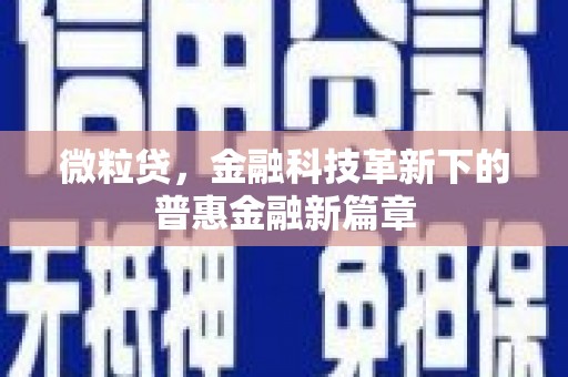 杭锦后旗微粒贷，金融科技革新下的普惠金融新篇章