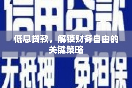 杭锦后旗低息贷款，解锁财务自由的关键策略