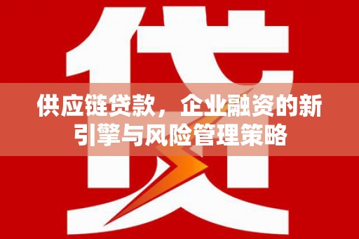 杭锦后旗供应链贷款，企业融资的新引擎与风险管理策略