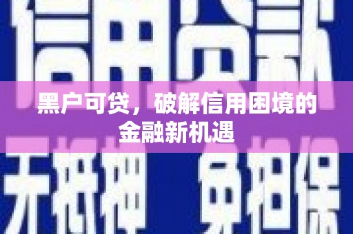 杭锦后旗黑户可贷，破解信用困境的金融新机遇